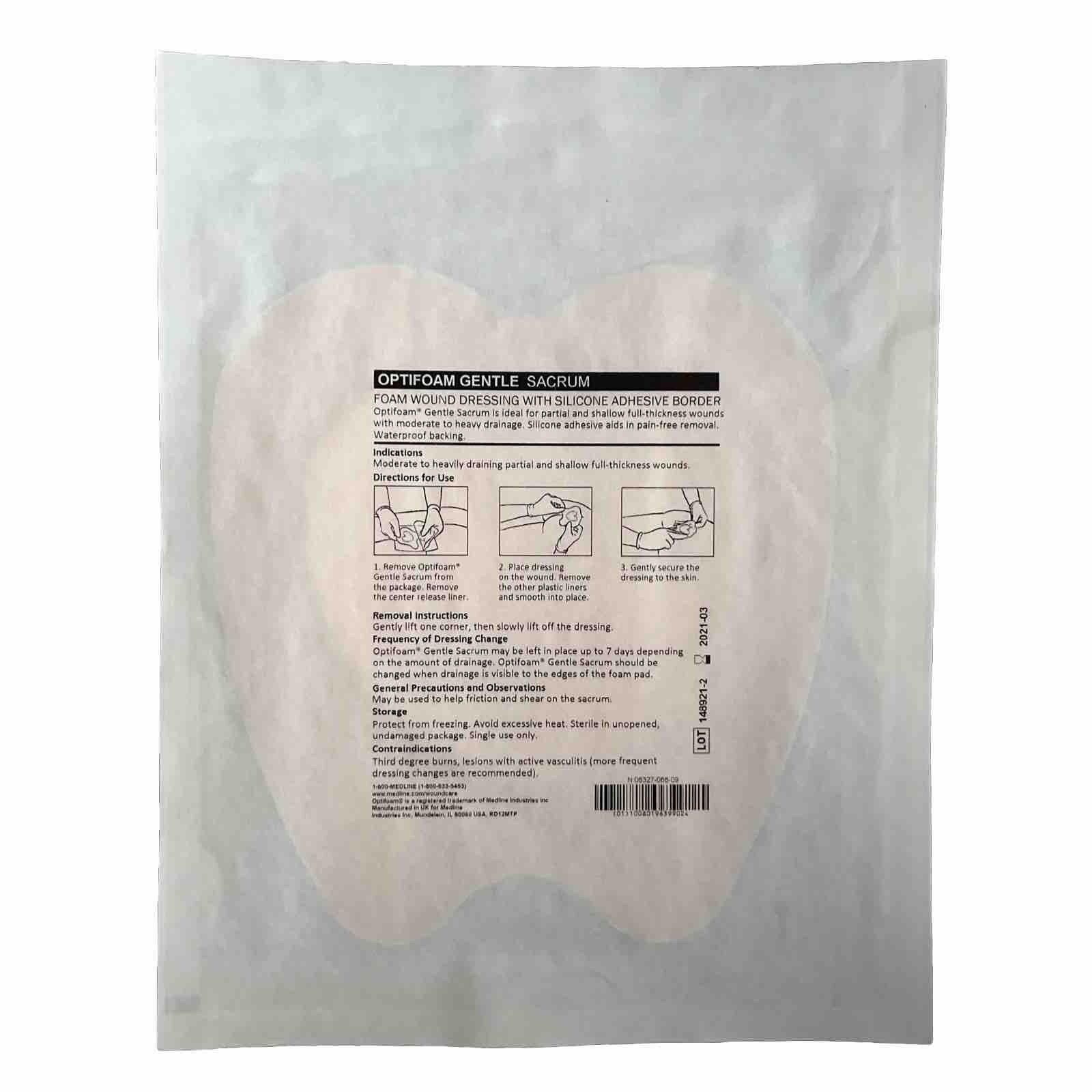 Optifoam Gentle Silicone-Layered Foam Dressing, 7.9”x 7.2”, Sacrum (1 PAD)