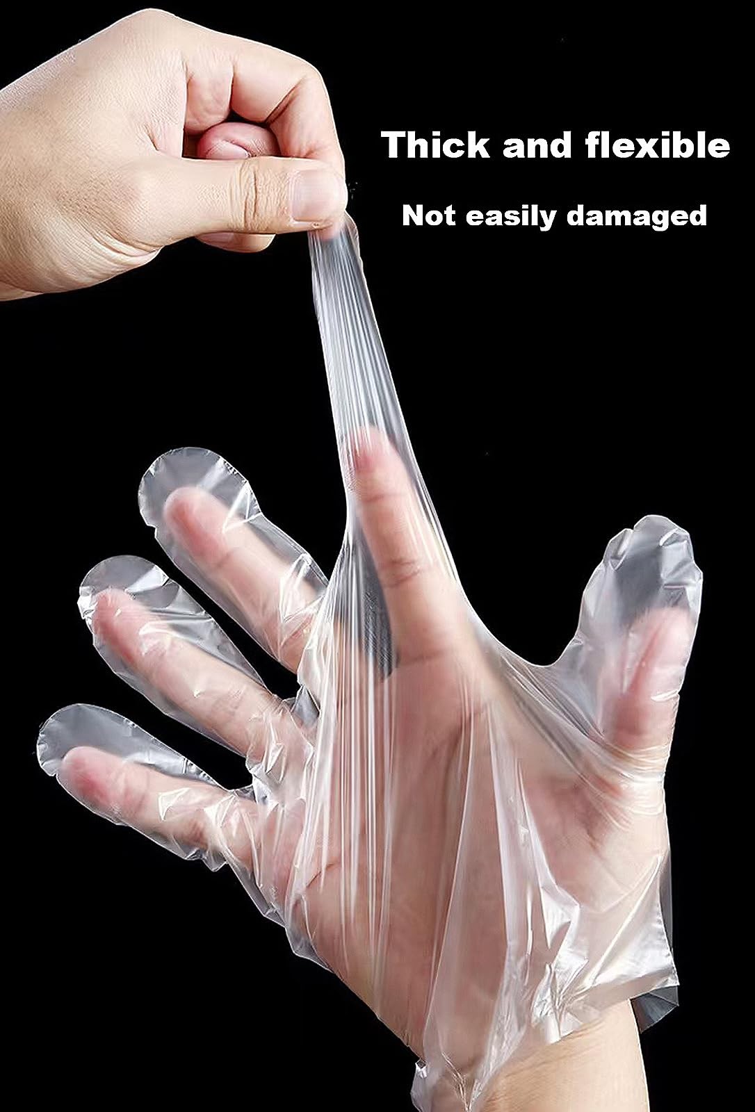 400 Count Disposable Poly Plastic Gloves for Cooking, Food One Size, Open