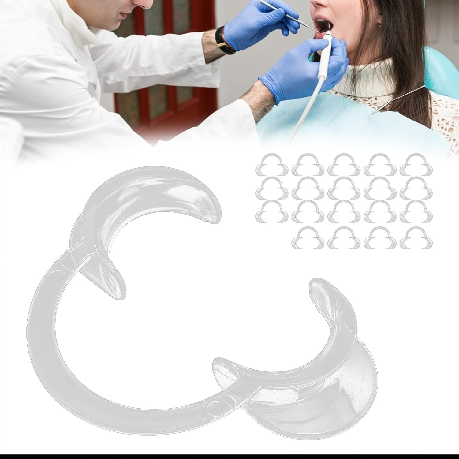 20 Pieces (Size M) C-Shape Teeth Whitening Cheek 20 Count (Pack of 1), Clear