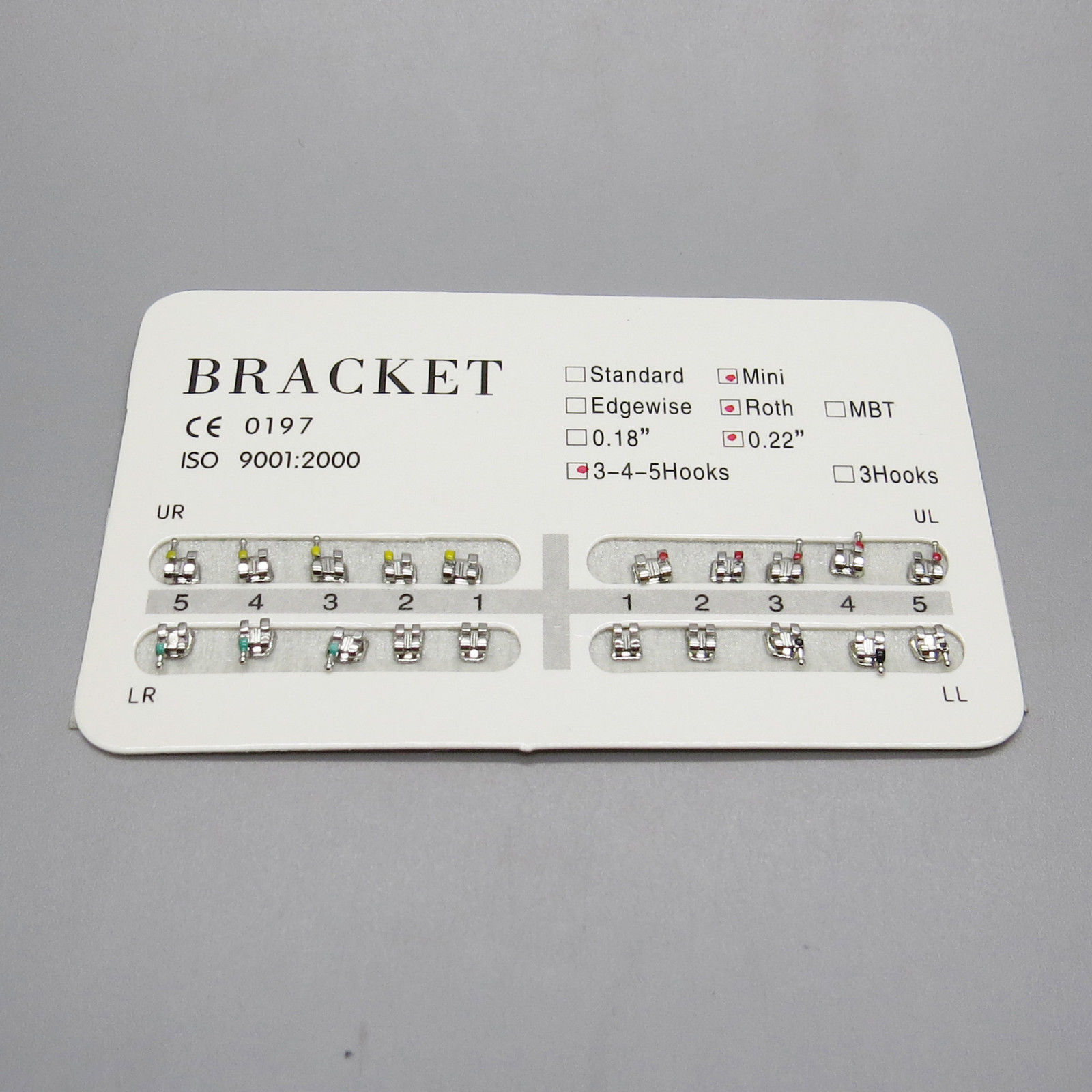 20 Pcs/Kit Dental Orthodontic Metal Bracket Braces Standard Roth .022 Hook 3-4-5