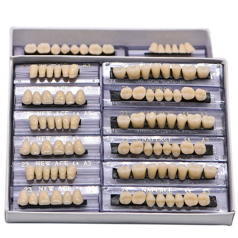 168Pcs Dental Acrylic Resin Denture 23# Shade A3 Full Upper Lower False Teeth