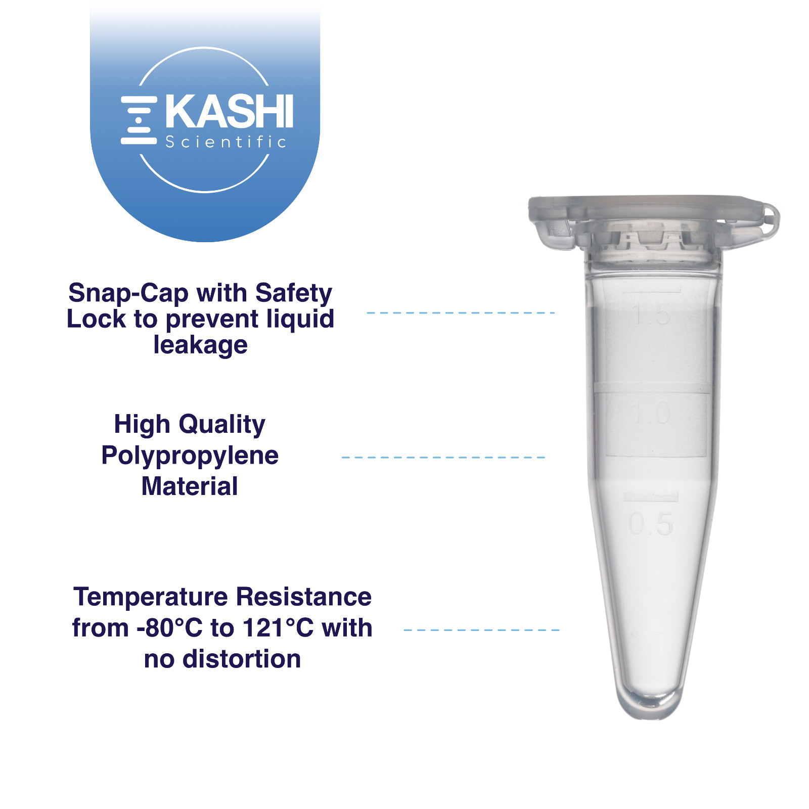 1.5mL Micro Centrifuge Tubes with Safety Lock, Flip-Cap Tube with Frosted Area