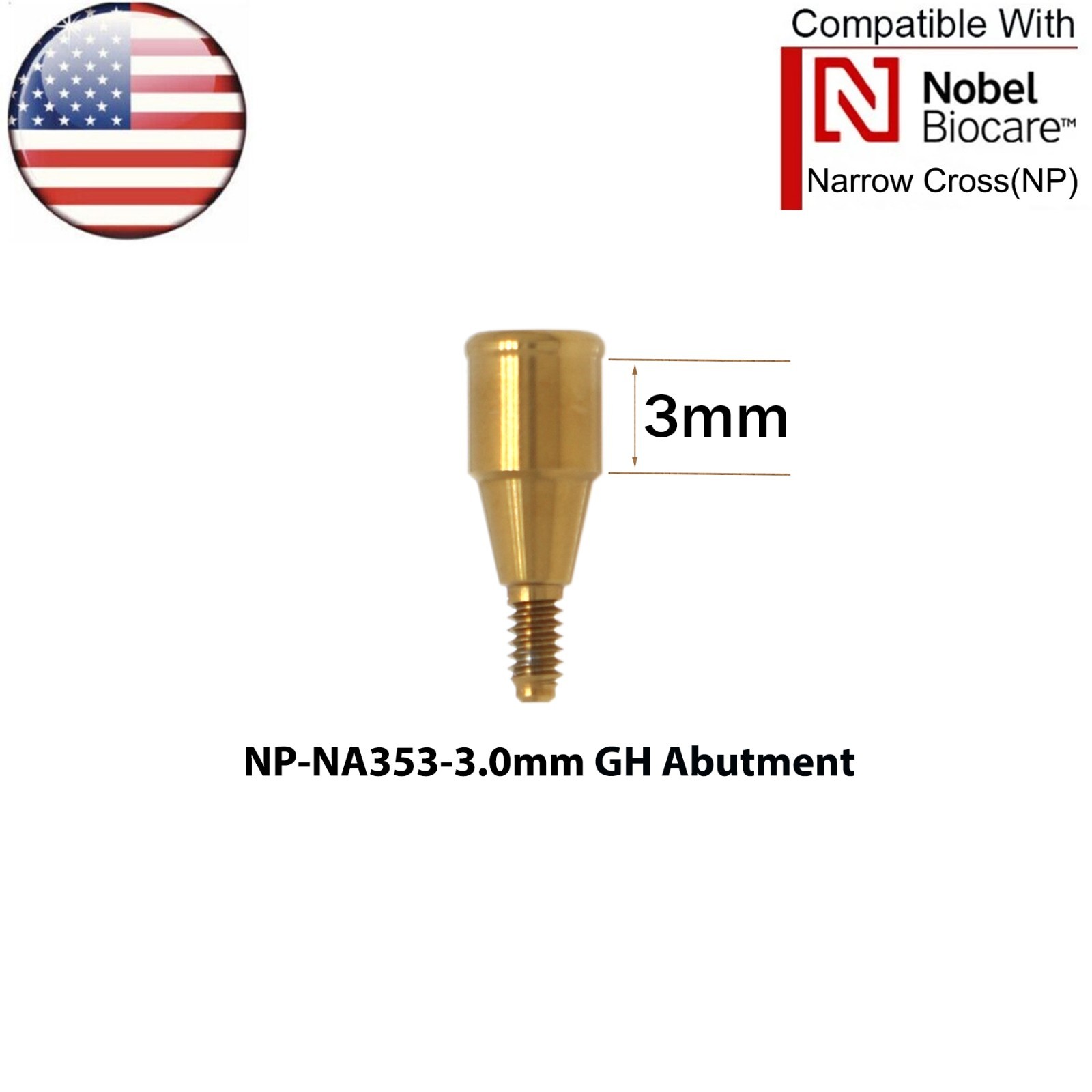 US Dental Overdenture Locator Abutment NP/RP & Male Caps Kit Fits Nobel Active