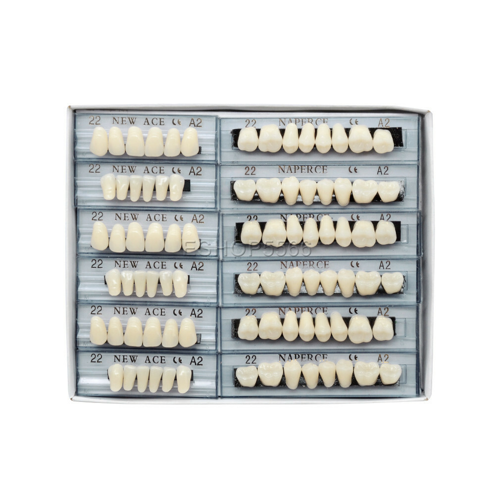 168pcs/6sets Dental Denture Acrylic Resin Full Set Teeth Upper + Lower Shade A2