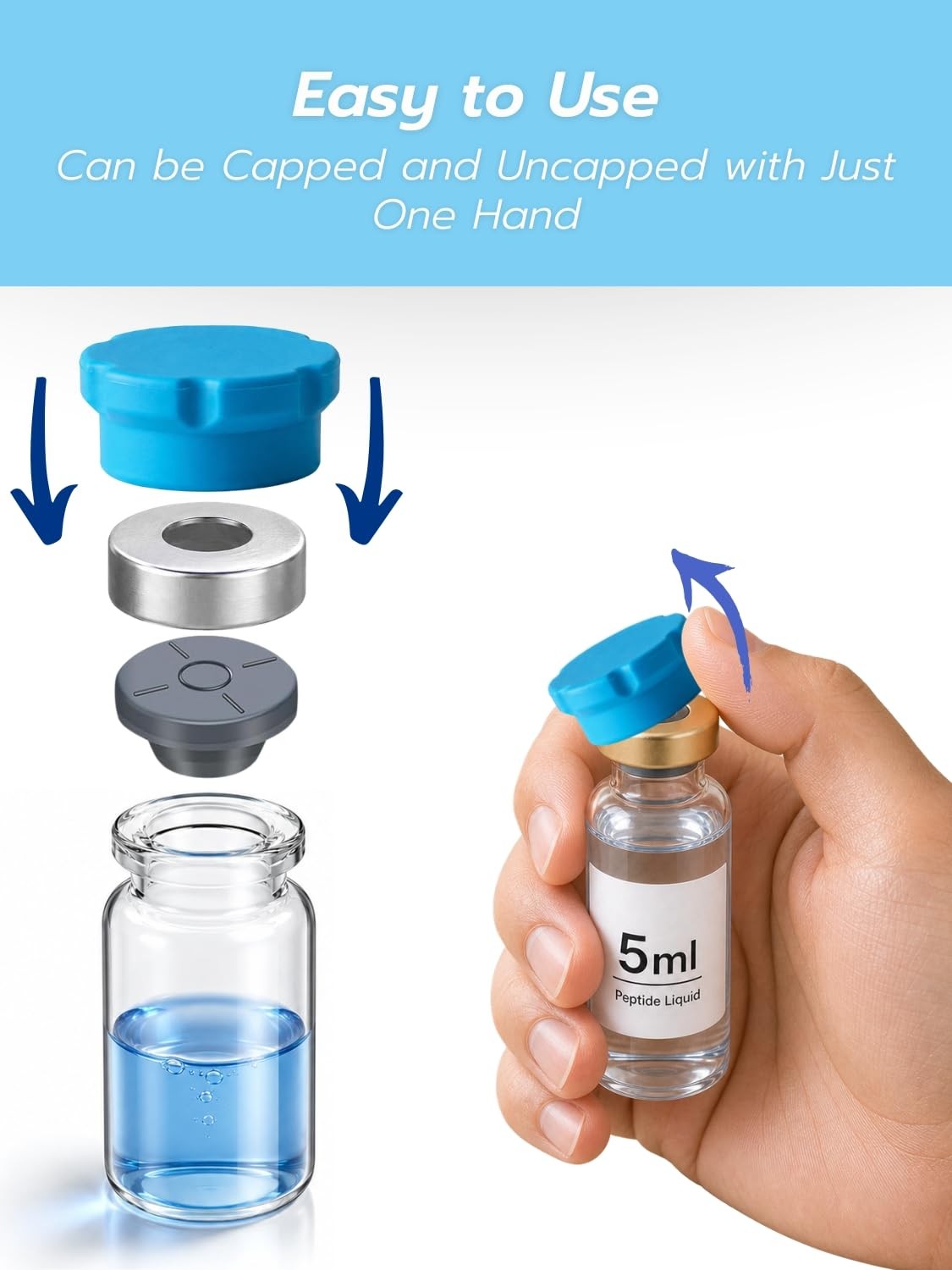 Goqeut Glass Vial Protective Caps for 2ml 3ml 5ml 10ml 30ml, 5+10