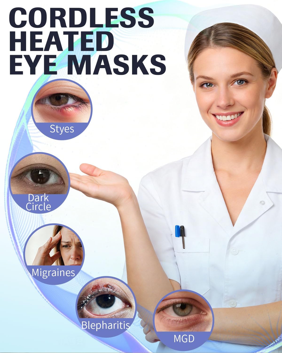 COMOIL 2500mah Cordless Heated Eye Mask for Dry 1 Count (Pack of 1), Navy