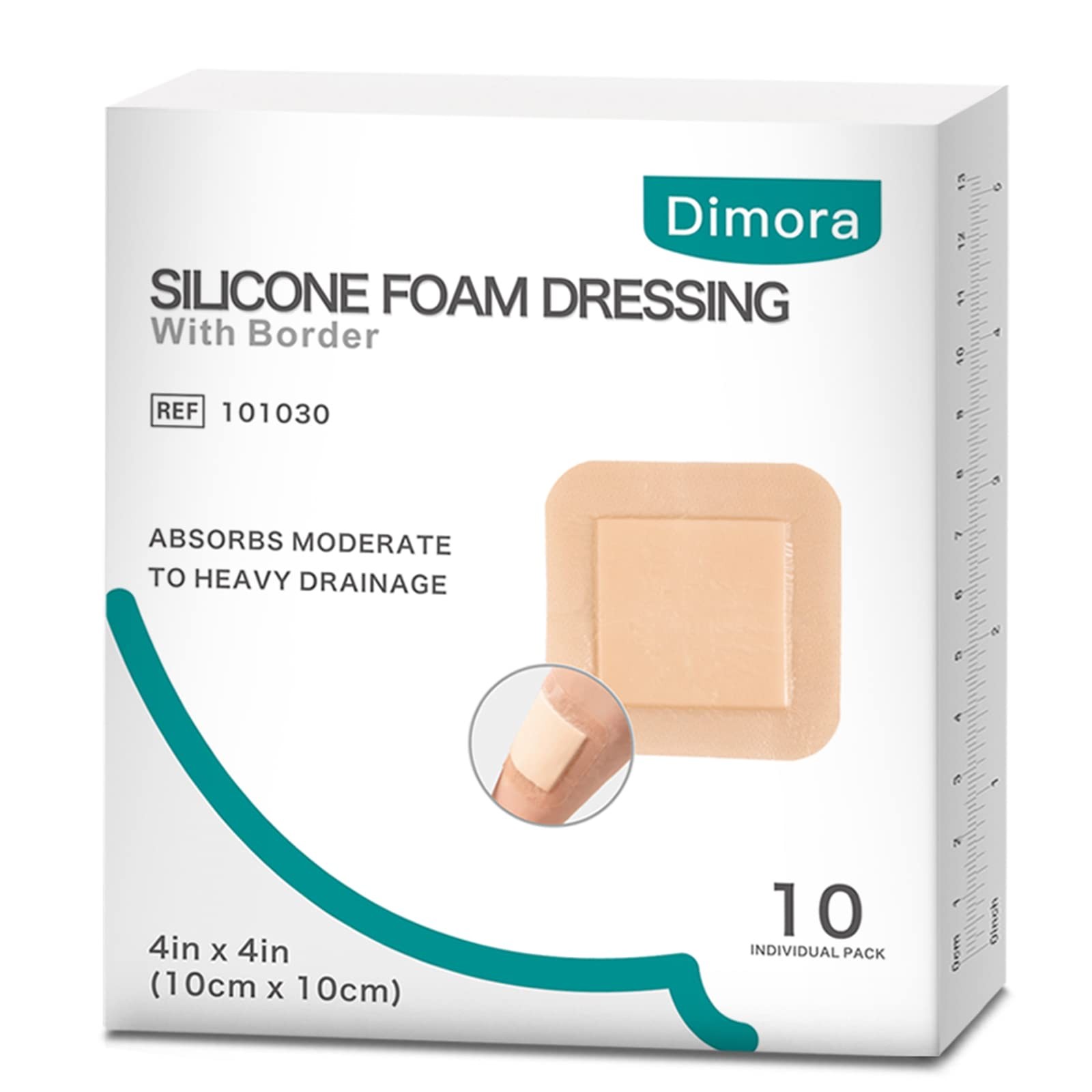 Dimora Silicone Foam Dressing with Border Adhesive 4×4 Inch (Pack of 10)