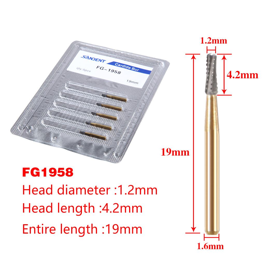 FG 1958 Dental Crown Cutter Tungsten Steel Carbide Burs Transmetal
