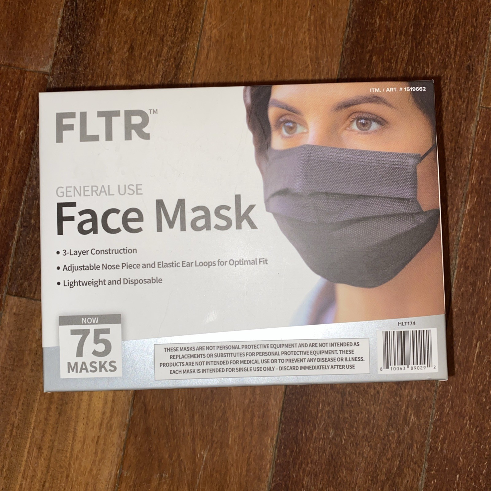 FLTR General Use Face Mask 3-Ply Face Mask 75 PCs Black
