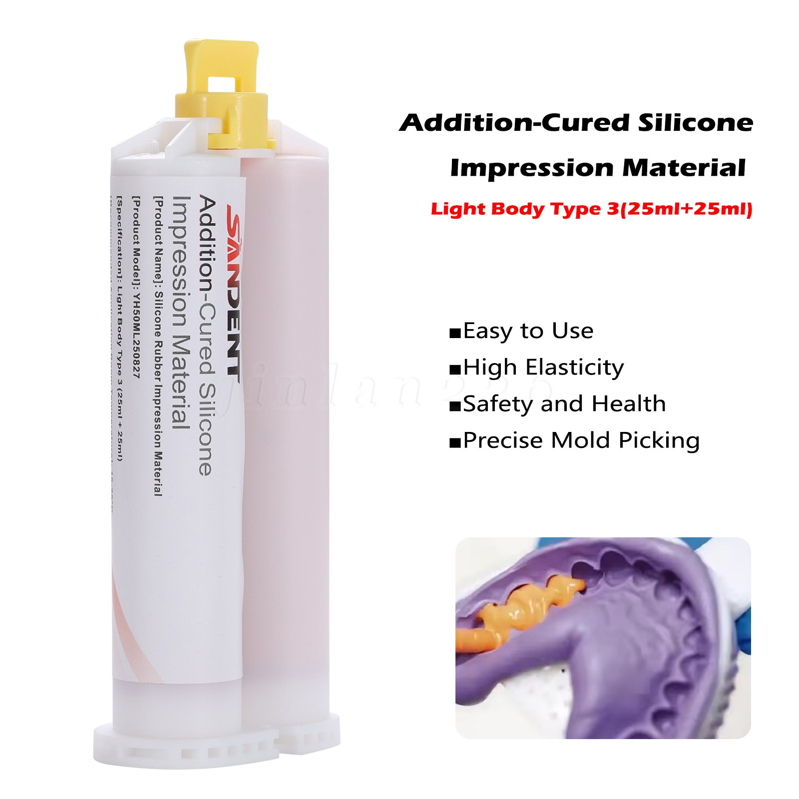 Dental Impression Material VPS Light Body Fast Set (4 Cartridge & 20 Tips) PVS