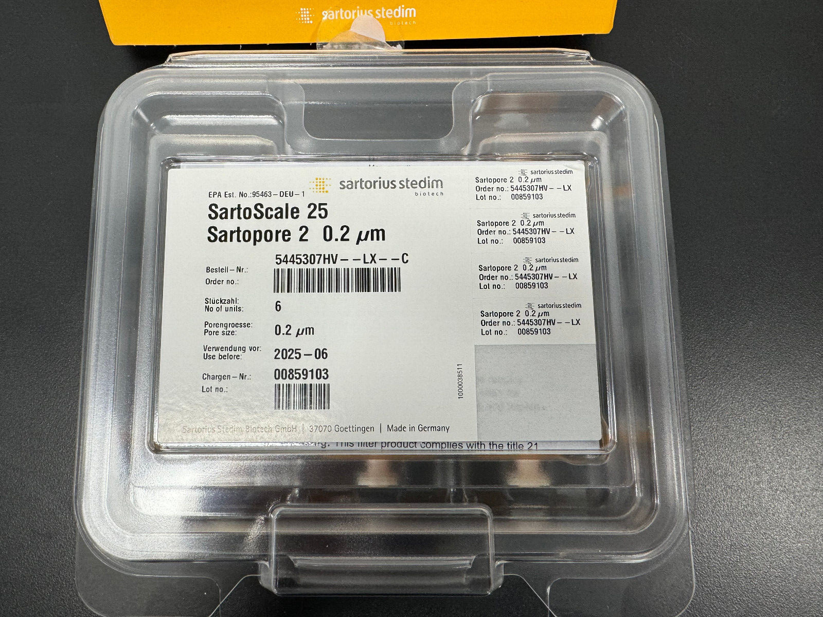 Sartorius SartoScale 25 Sartopore 2, 0.2 um 5445307HV–LX–C, 4 units, #16036