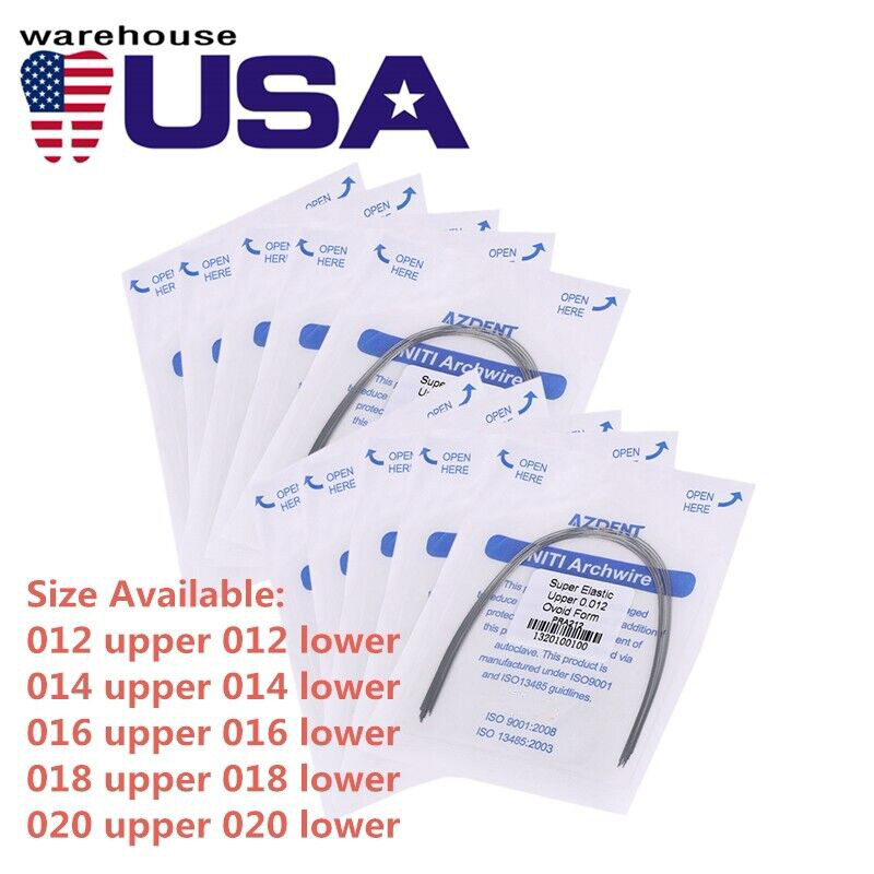 AZDENT Dental Orthodontic Super Elastic NITI Round Arch Wire Ovoid Form All Size