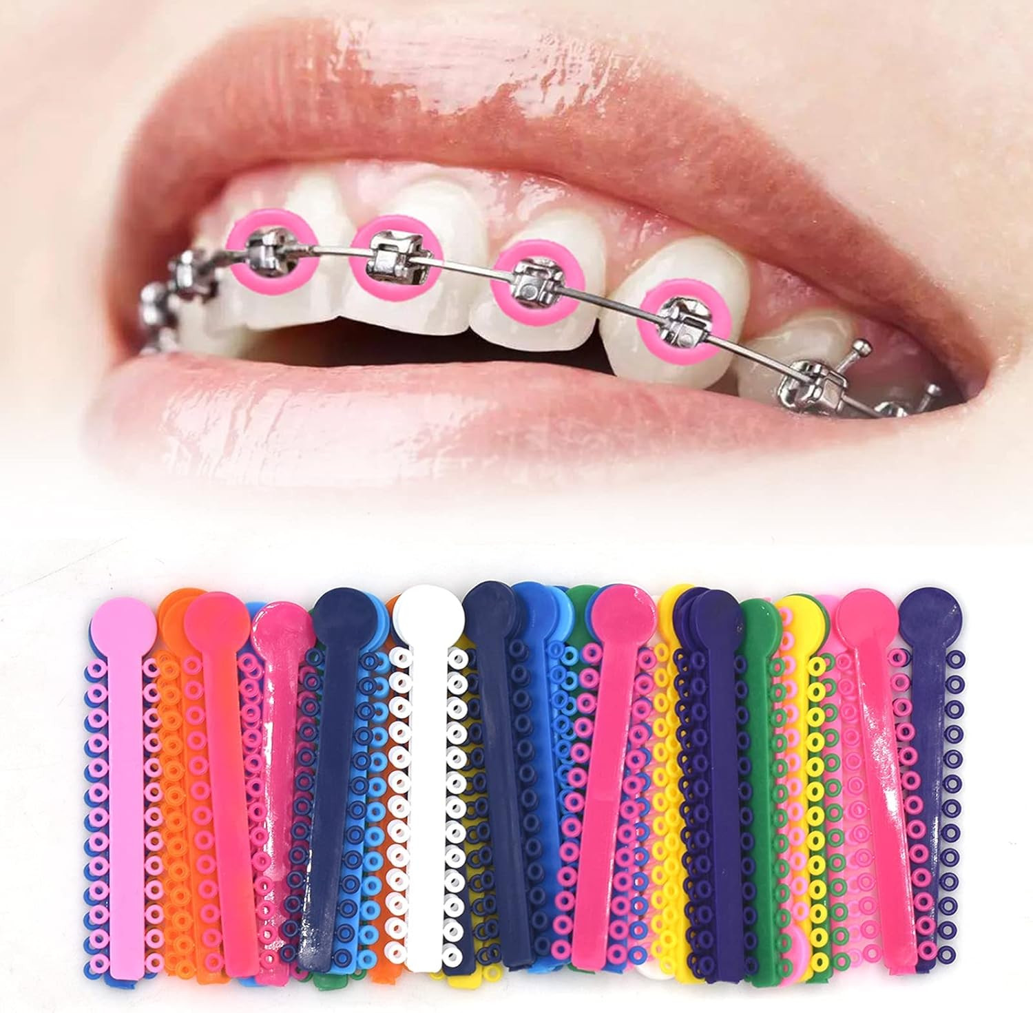 Dental Orthodontic Ligature Ties Multi-Color 1040Pcs and Orthodontic Ligature Gu