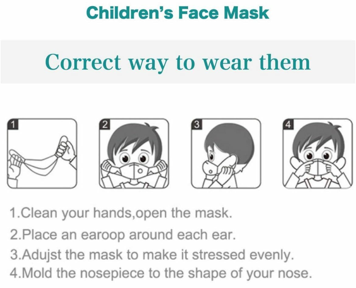 100Pcs Cartoon Protective 4-Layer Face Mask BFE 95% Disposable 3D Mask for Girls