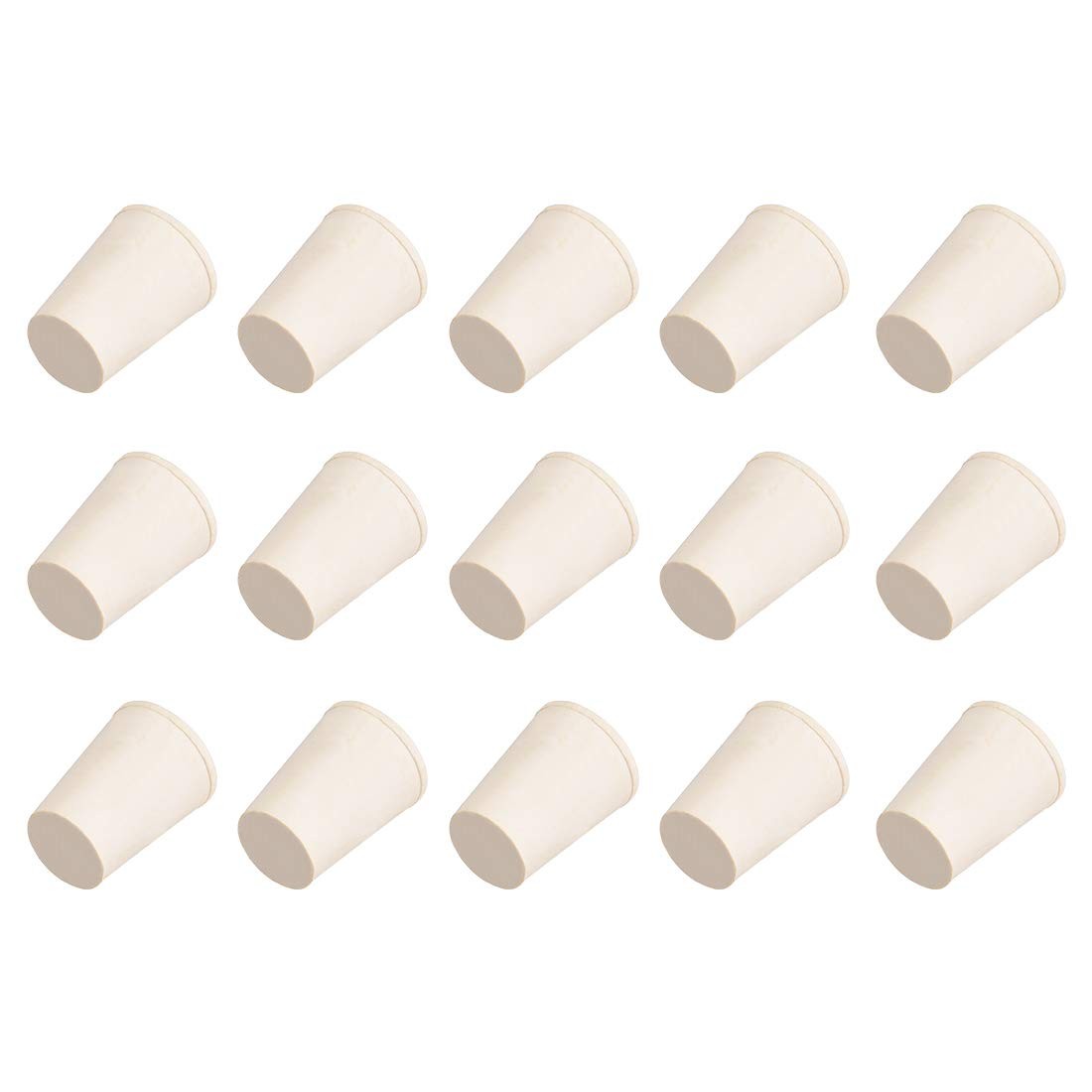 uxcell White Tapered Shaped Solid Rubber Stopper for Lab Tube 11x15x20mm
