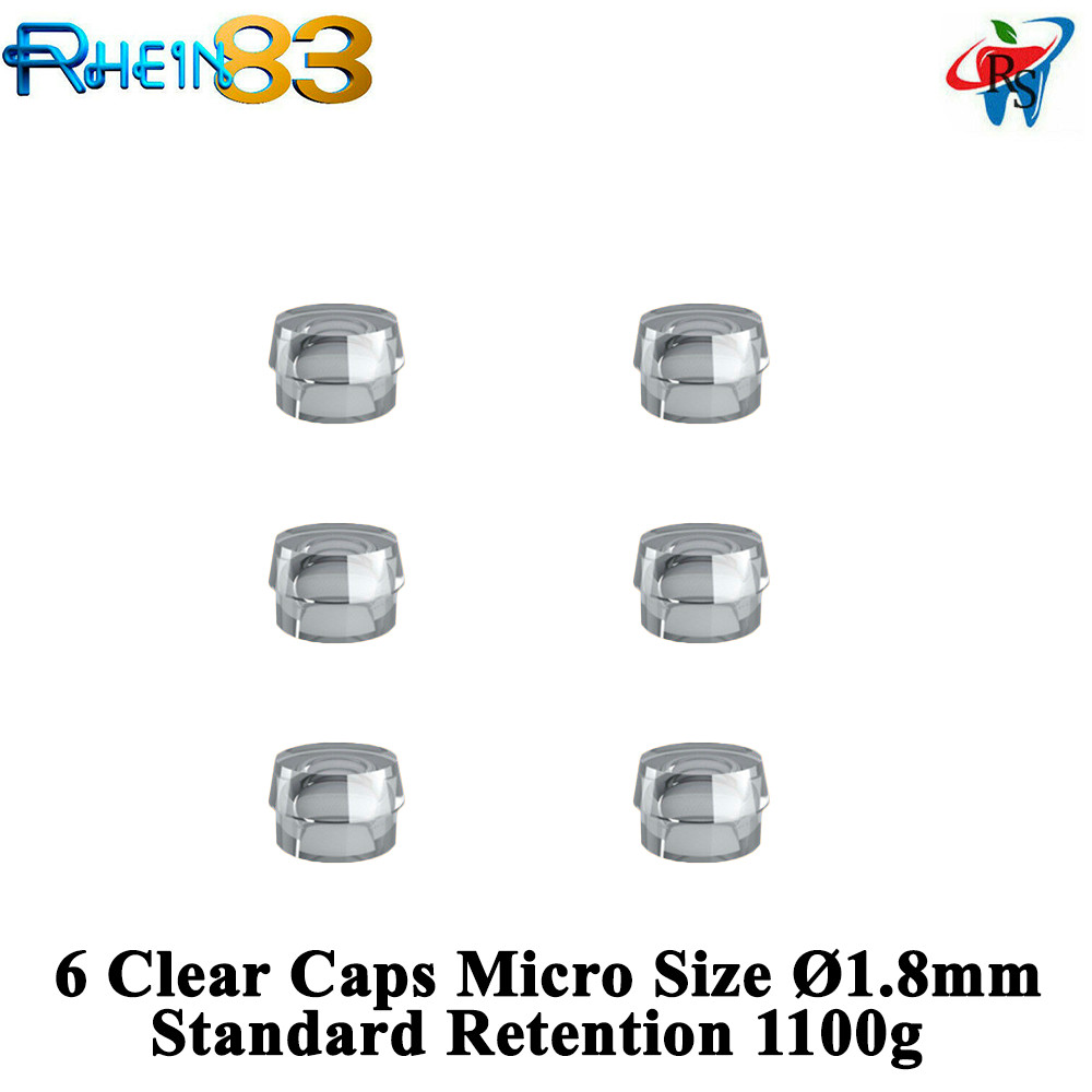 6 Dental Ball Attachment Home Use First Aid Silicone Micro Caps Ø1.8mm Clear