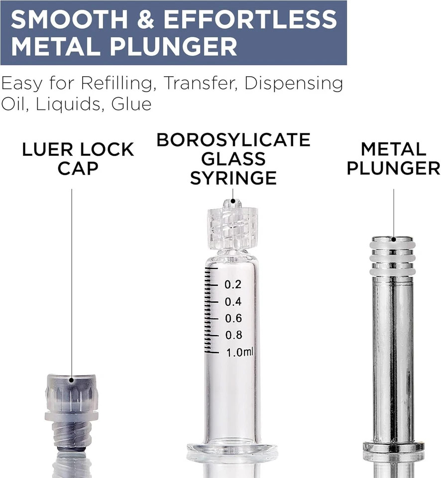 1ml Borosilicate Glass Tube for Liquid Oil Dispenser- Gold/Silver/Clear Optional