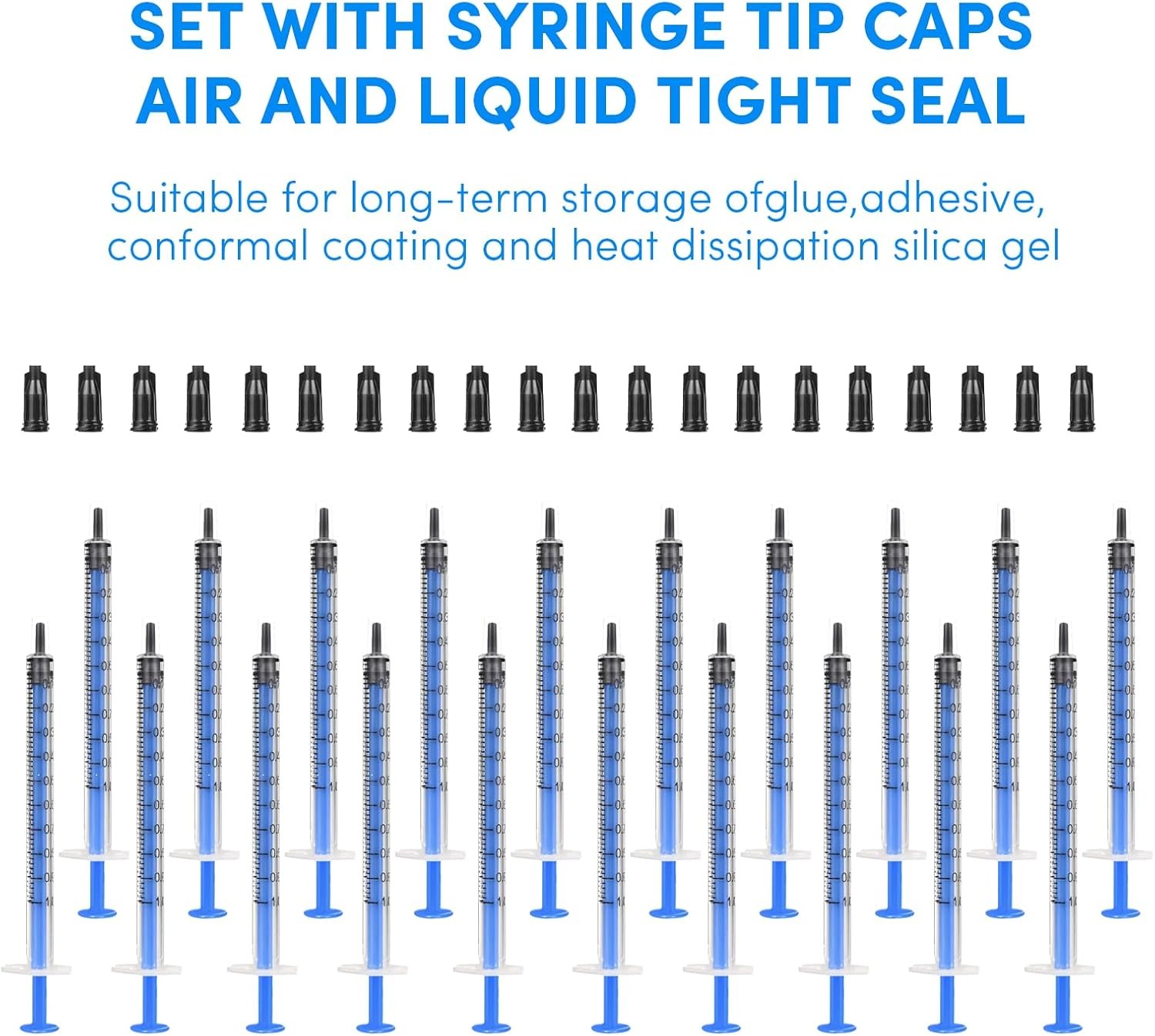 20 Pack 1ml Syringe with Cap for Liquid, 1cc Syringes Cap-20pcs