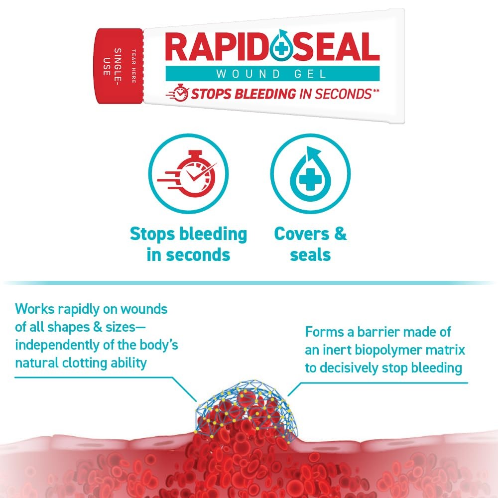 Rapid-Seal Wound Gel Single Use Packets 10ct | Stops Bleeding in 10 Count