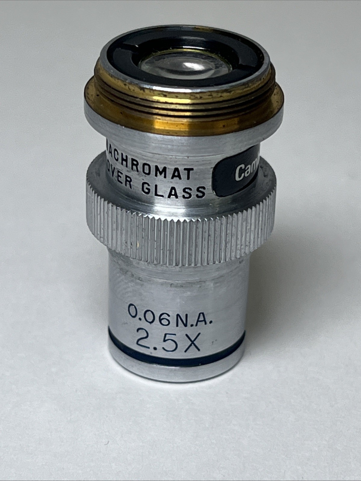 VTG Cambridge Instruments Planachromat Lens 0.18 Cover Glass 2.5X 0.06 N.A. VGC!