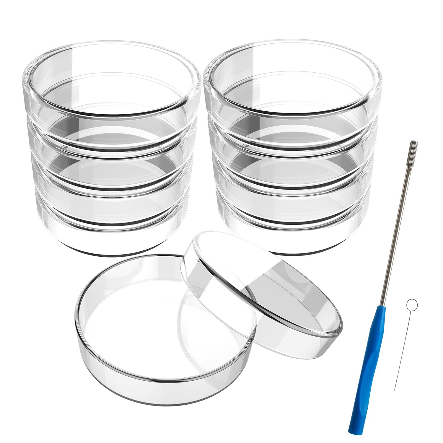 100ml Sterile Glass Petri Dishes Set High Borosilicate Lab Petri Plates w/ Lids