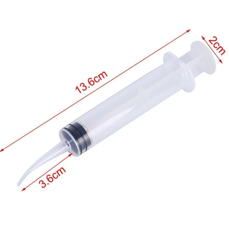 Dental Lab Disposable Plastic Curved Irrigation Syringes Measurement Tips 12ml