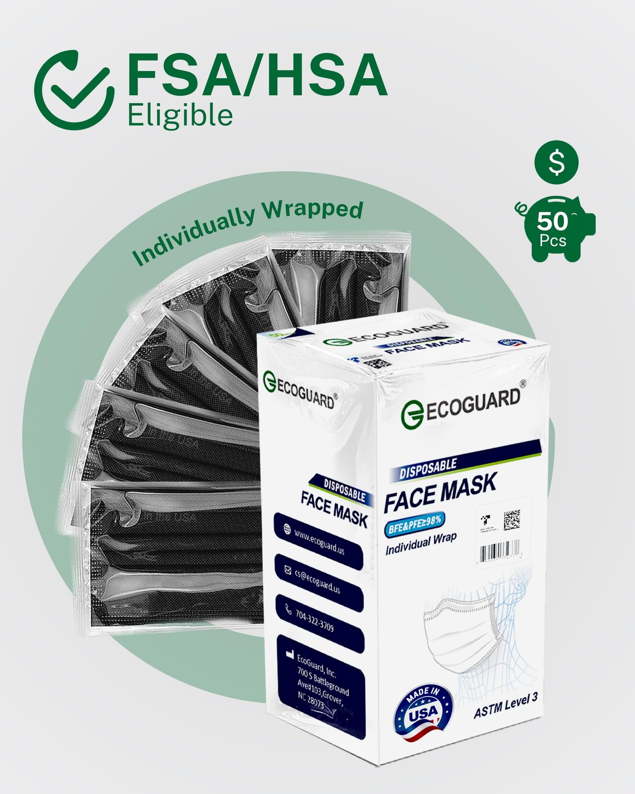 Disposable Face Masks Made in USA, 4 Ply for Families, Students, Breathable A…