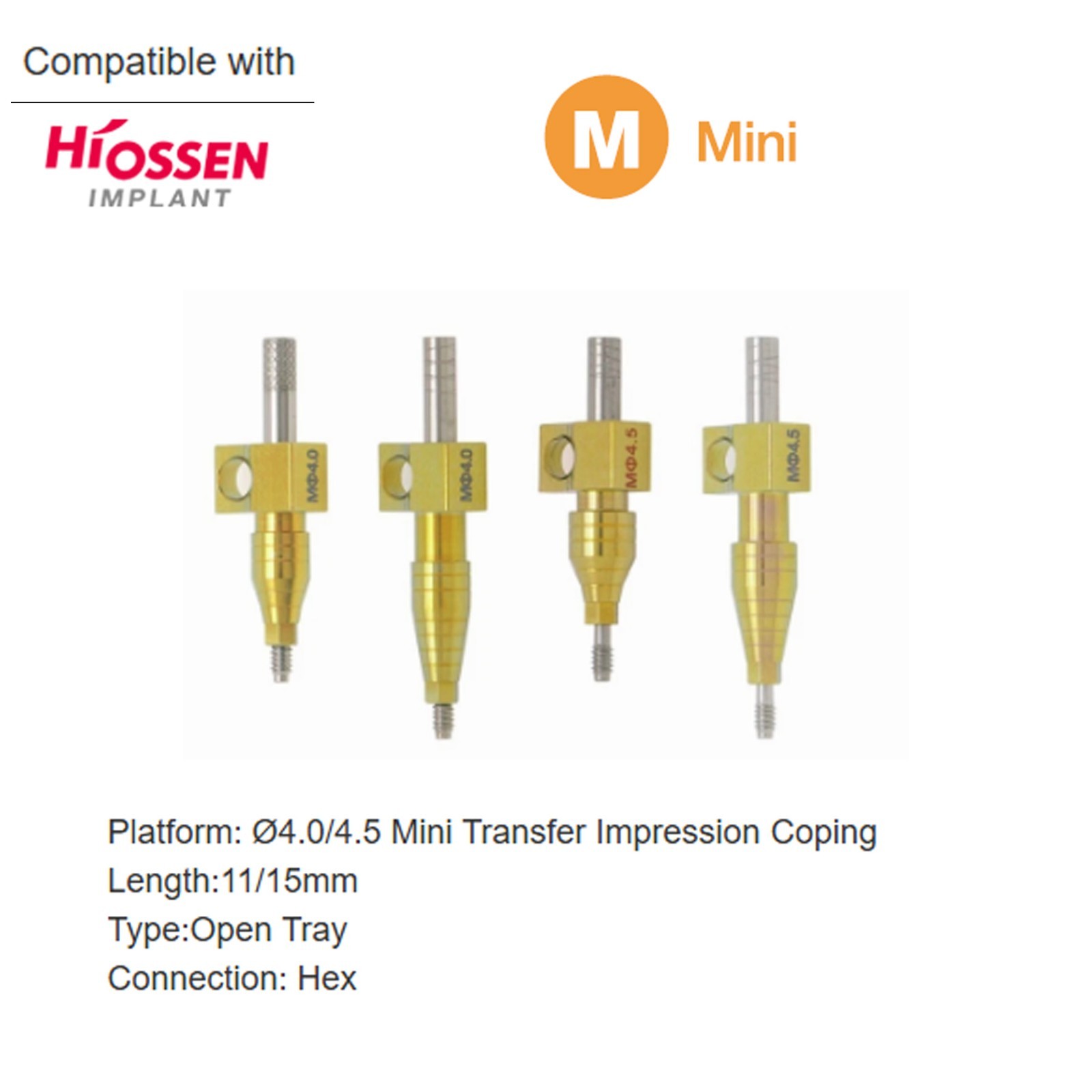 Hiossen ET Open/Close Tray Transfer Impression Coping Fits Mini/Regular implants