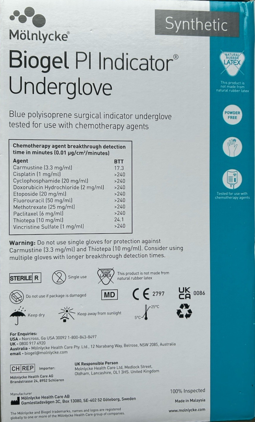Molnlycke Biogel PI Indicator Underglove Size 6 Polyisoprene 41660 NEW 50 Pairs