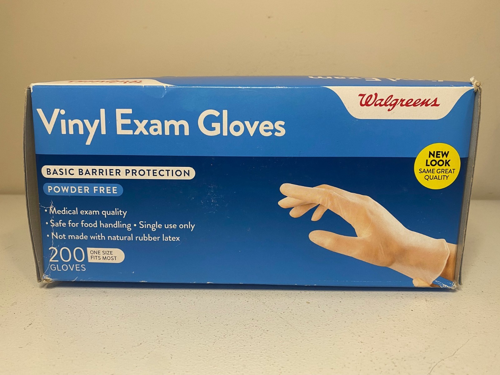 New Walgreens Vinyl Exam Gloves Powder Free One Size Fits Most 200 Count PVC