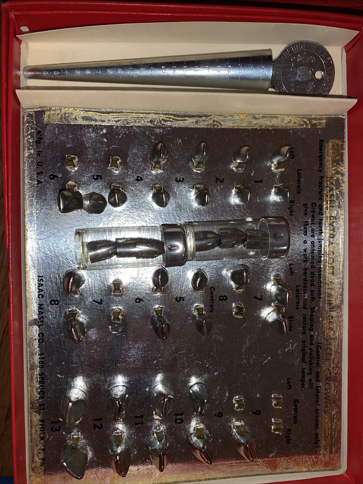 Lot of 196 vintage Isaac Masel stainless steel dental crowns