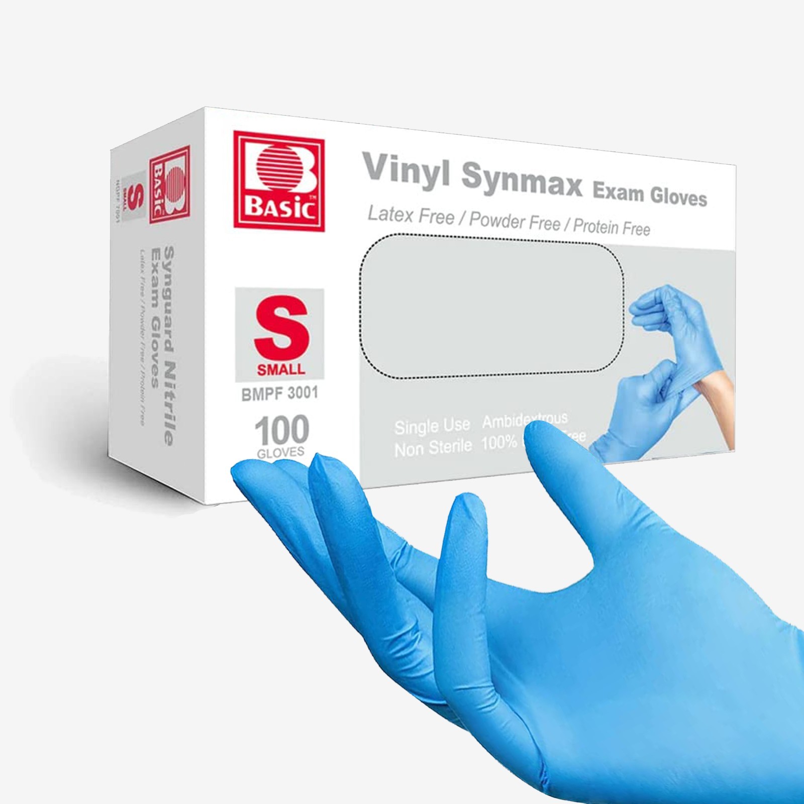 Powder-Free Vinyl Exam Gloves Latex-Free 100/Box Black/Blue Disposable Food Safe