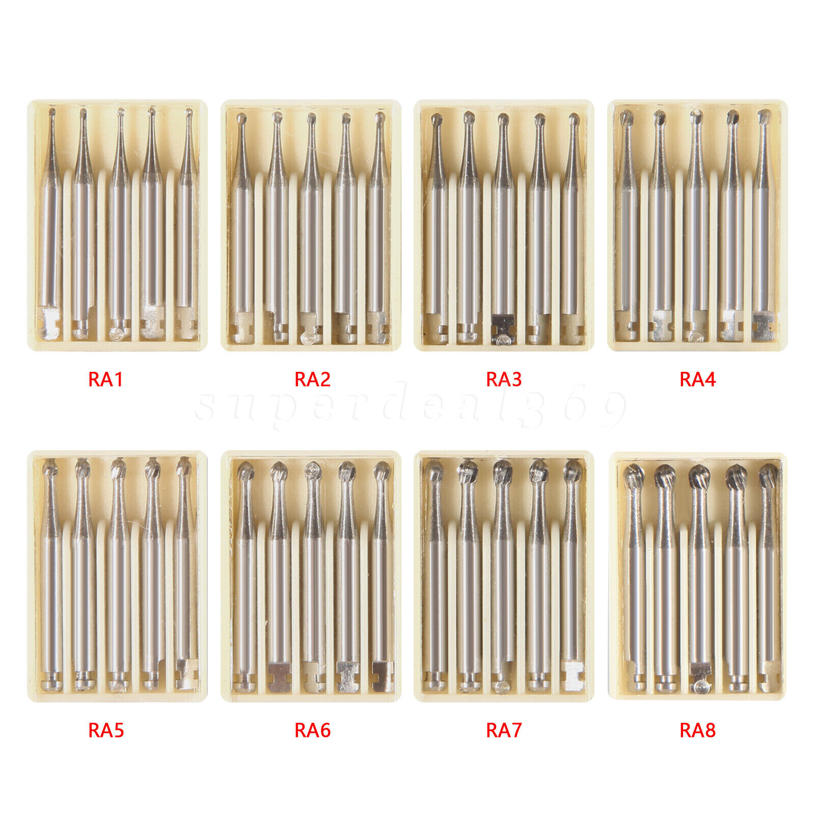 1-20* 8 Types Dental Round Carbide Bur for Slow Speed Latch Type RA 1# – 8# Burs