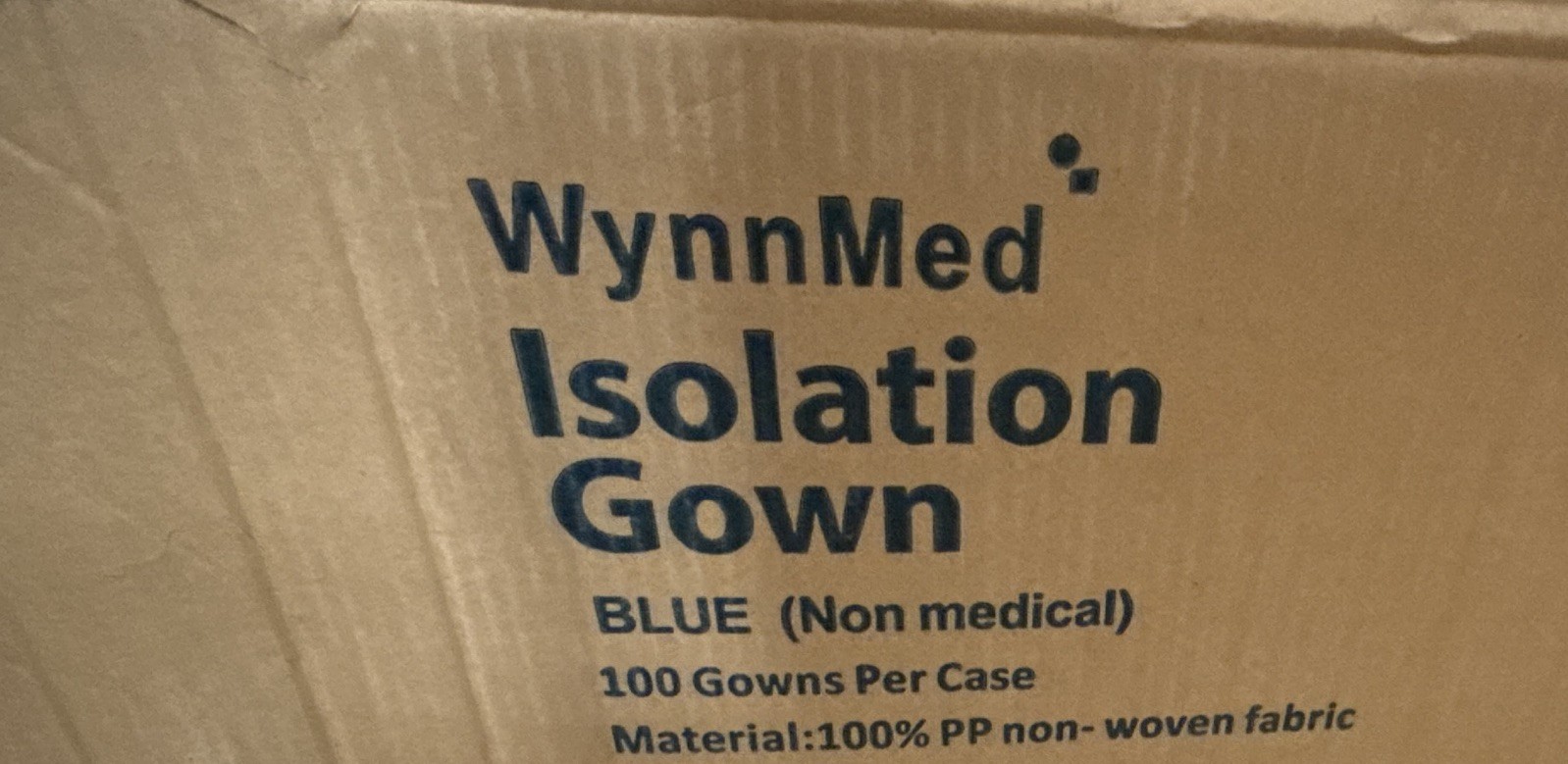 WynnMed Isolation Gown Blue Infection Control 100/Case PP Non-Woven Fabric