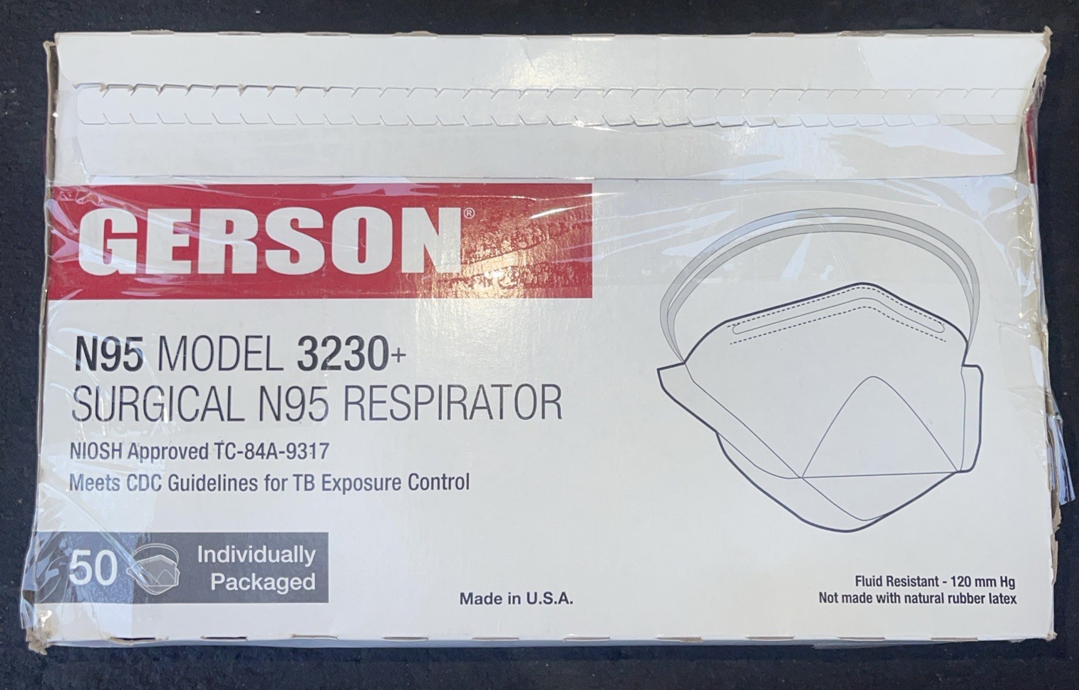 N95 Pouch Respirator (3230), NIOSH-Approved, Made in U.S.A., One-Size, 50 Res…