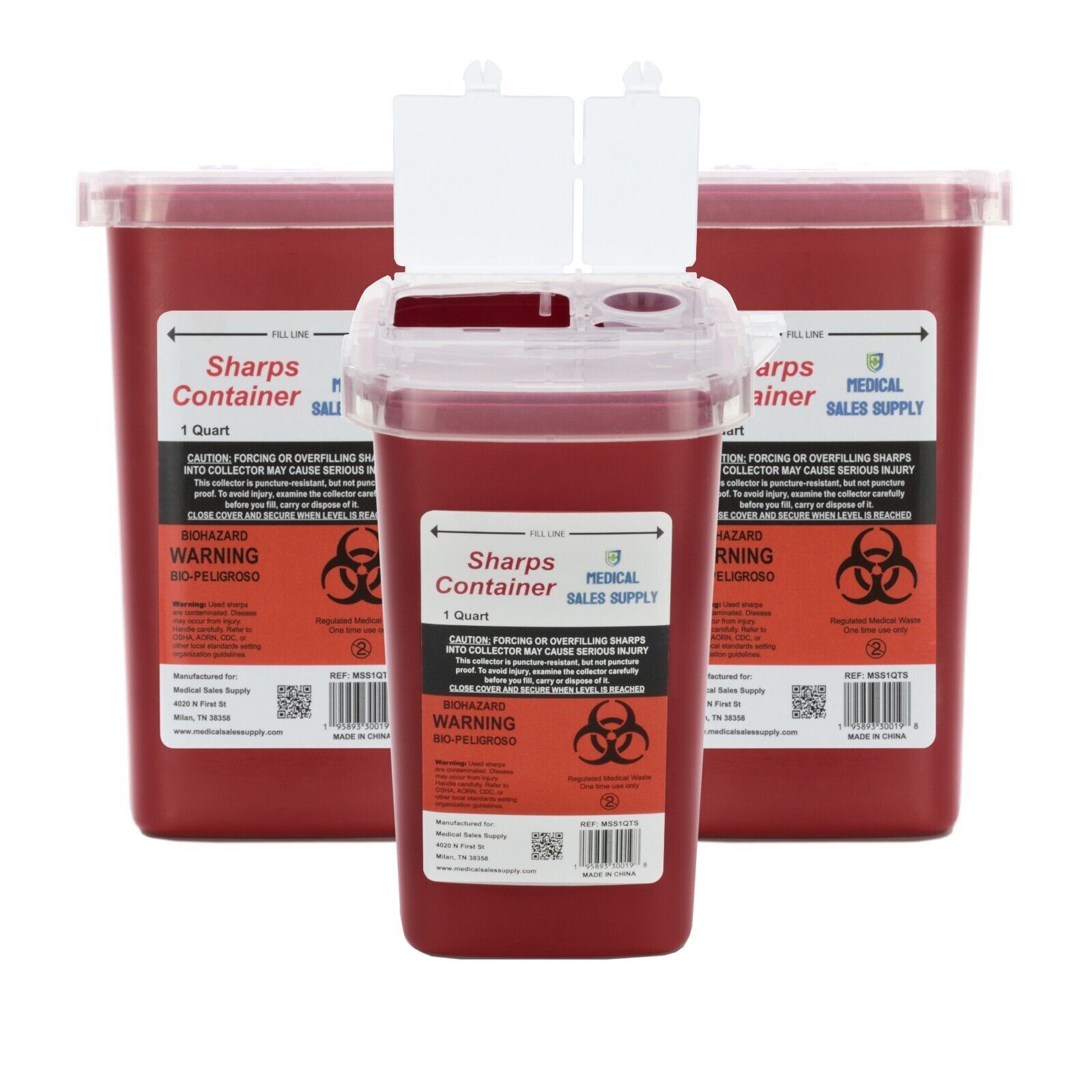 Needle Sharps Container for Home Use and Professional 1 Quart (3-Pack) by MSS