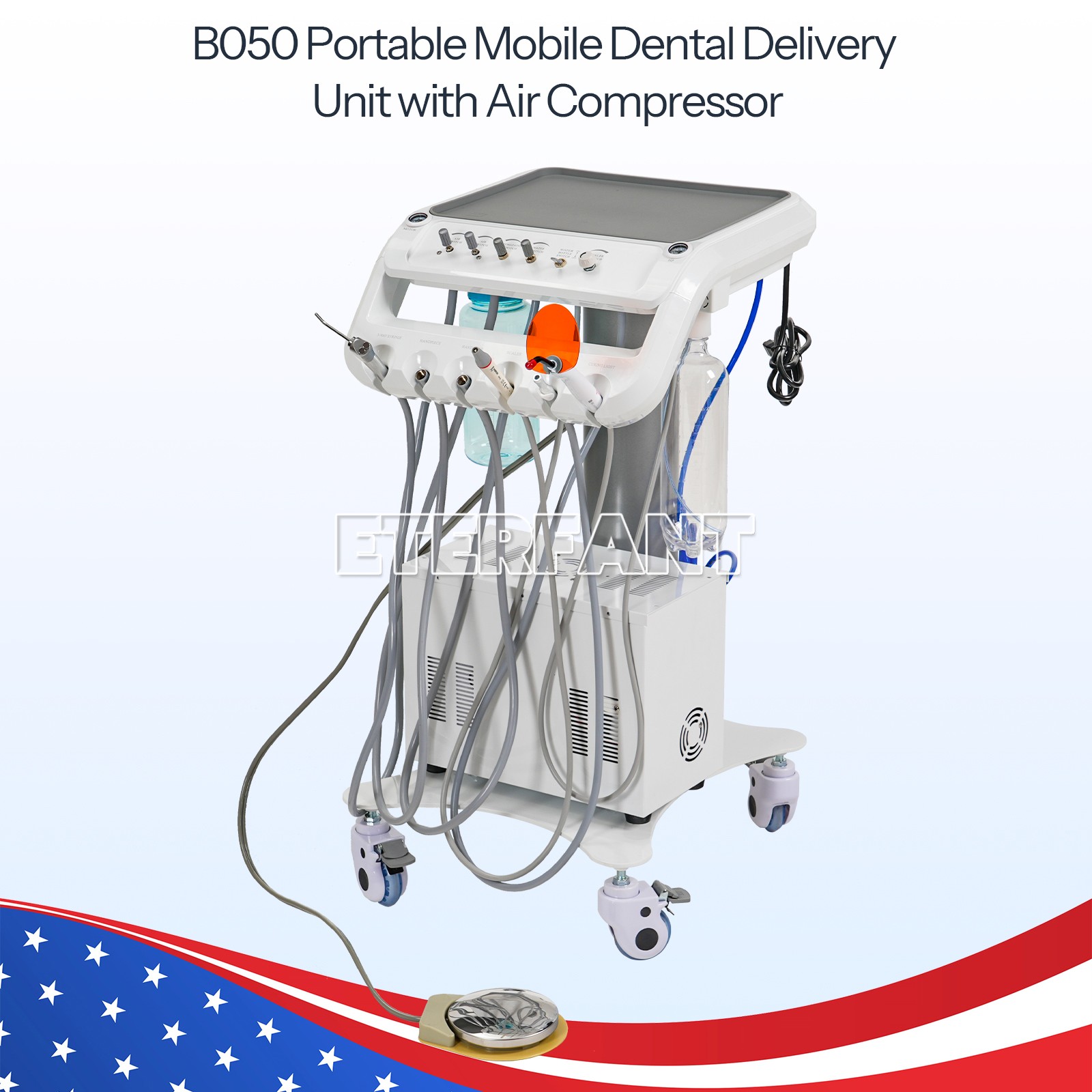 Dental Portable Mobile Delivery Unit 4 Holes with Air Compressor Suction System