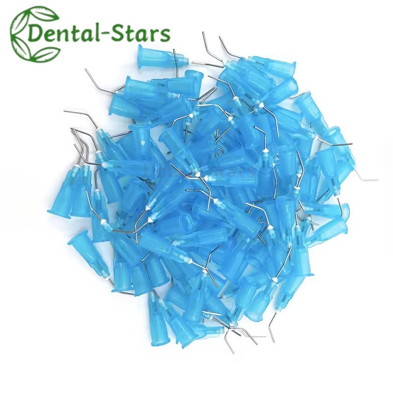 200Pcs Dental Irrigation Pre Bent Needle Tips For Flow Sealant Etchant Acid Tip