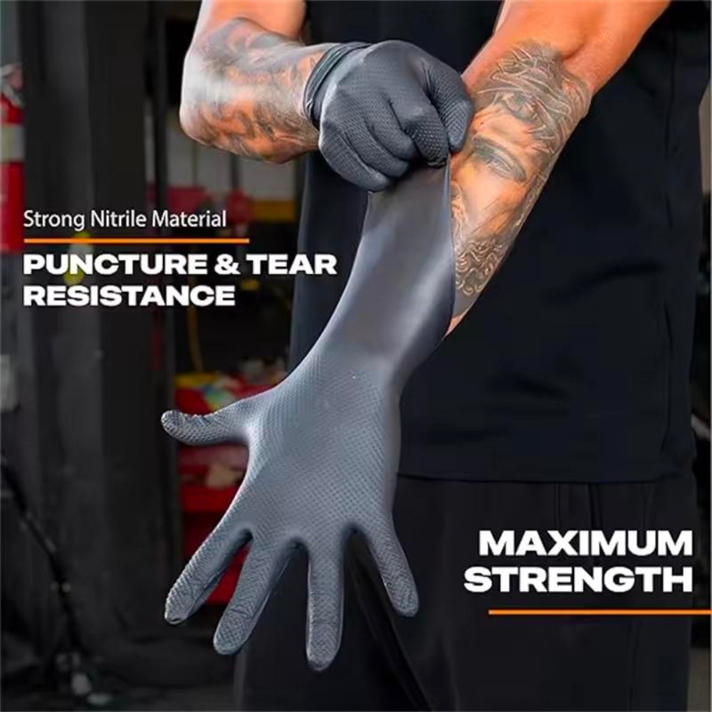 Heavy Duty Nitrile Gloves 8Mil Extra Thick Mechanic Home Garden Disposable Glove