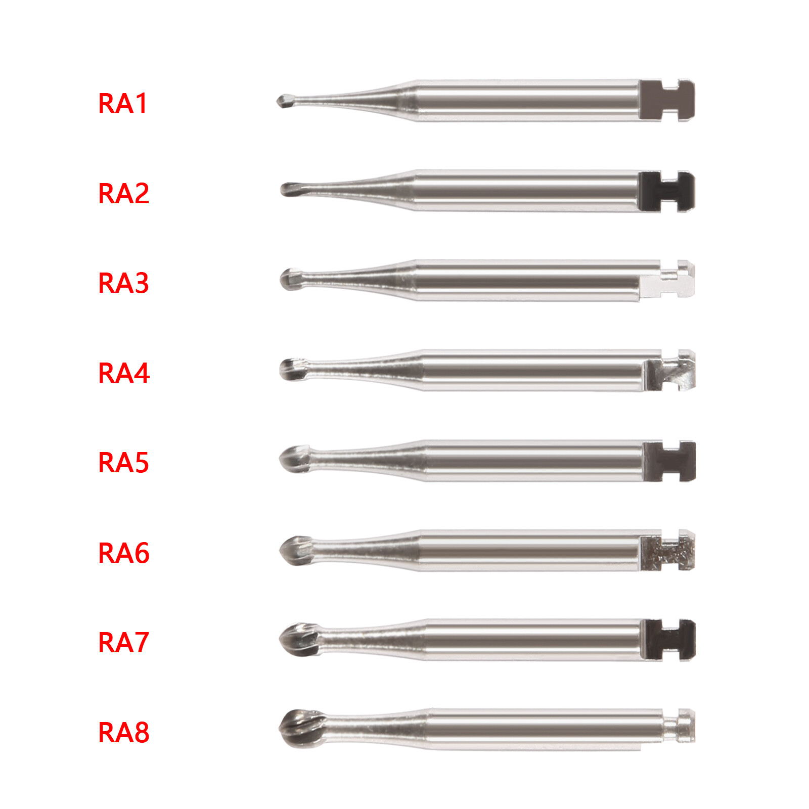 5-200pcs Dental Round Tungsten Carbide Bur Latch RA#1-8 for Slow Speed Handpiece