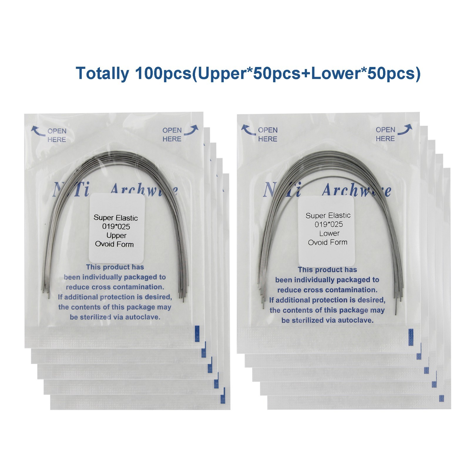100pcs Dental Orthodontic Arch Wires Niti Stainless Steel Round Rectangular