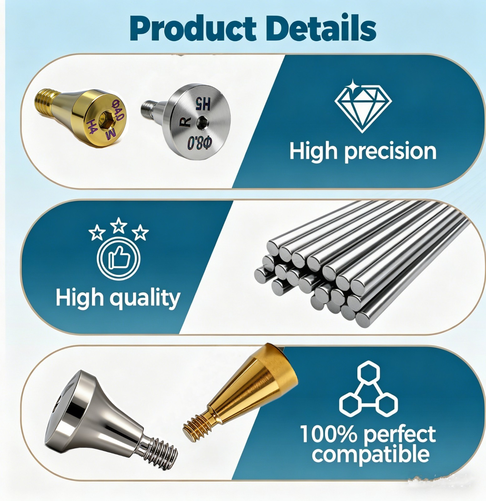 US Dental Healing Abutment Compatible Oss Hiossen ET/TS Mini Regular Platform