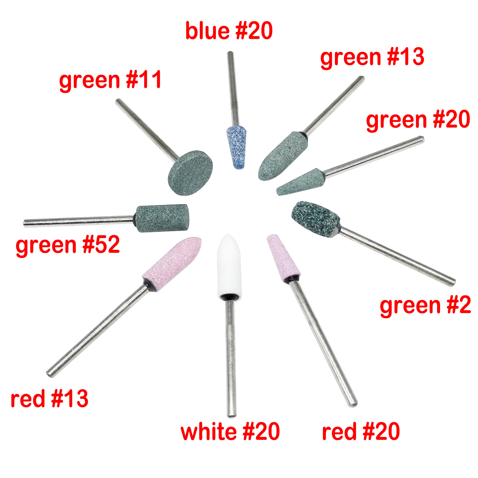 10*Dental Mounted Polishing Gravel Ceramic Finishing Stone HP shank bur polisher