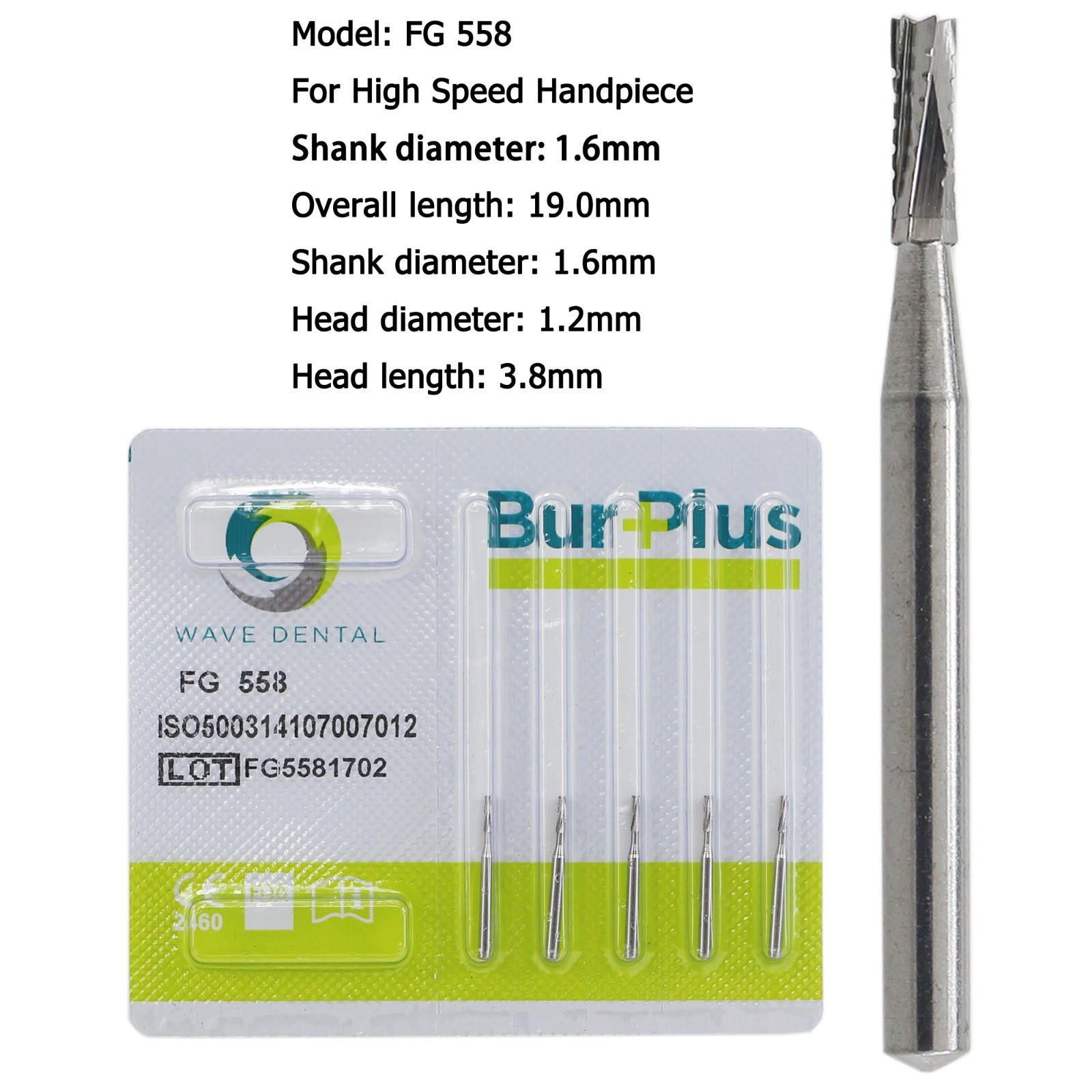 Wave Dental Carbide Burs Round Bur FG 330 1/4 2 6 8 557 High Speed Friction Grip