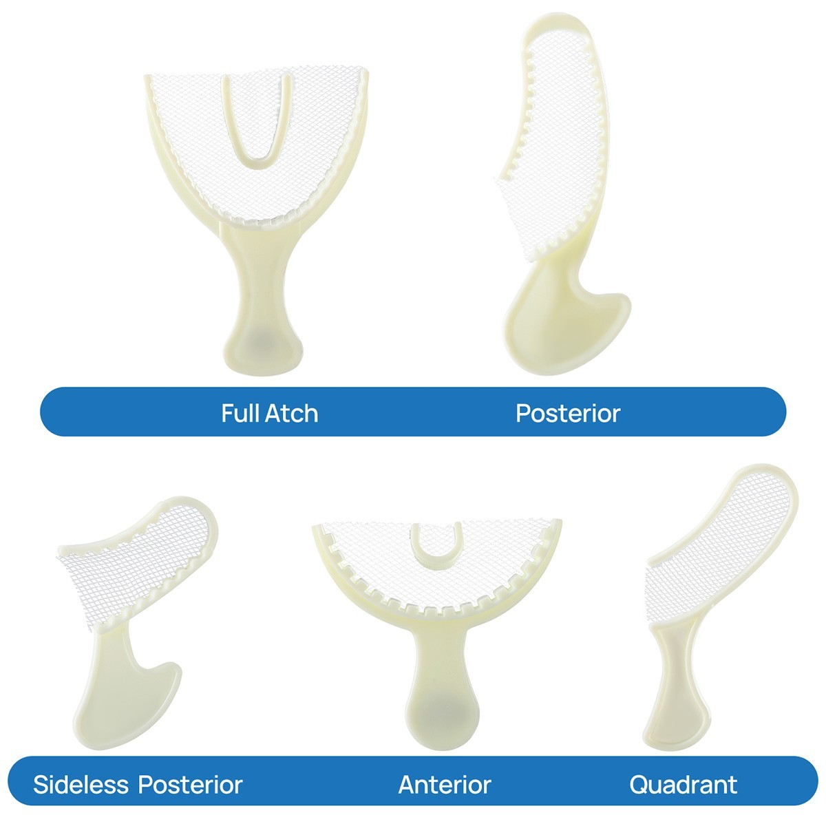 Disposable Dental Impression Triple Trays Registration Bite Trays Multi Size