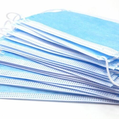 Disposable Face Masks (50pc) 3-Layers, Ear Loop Type, Blue. Free Shipping