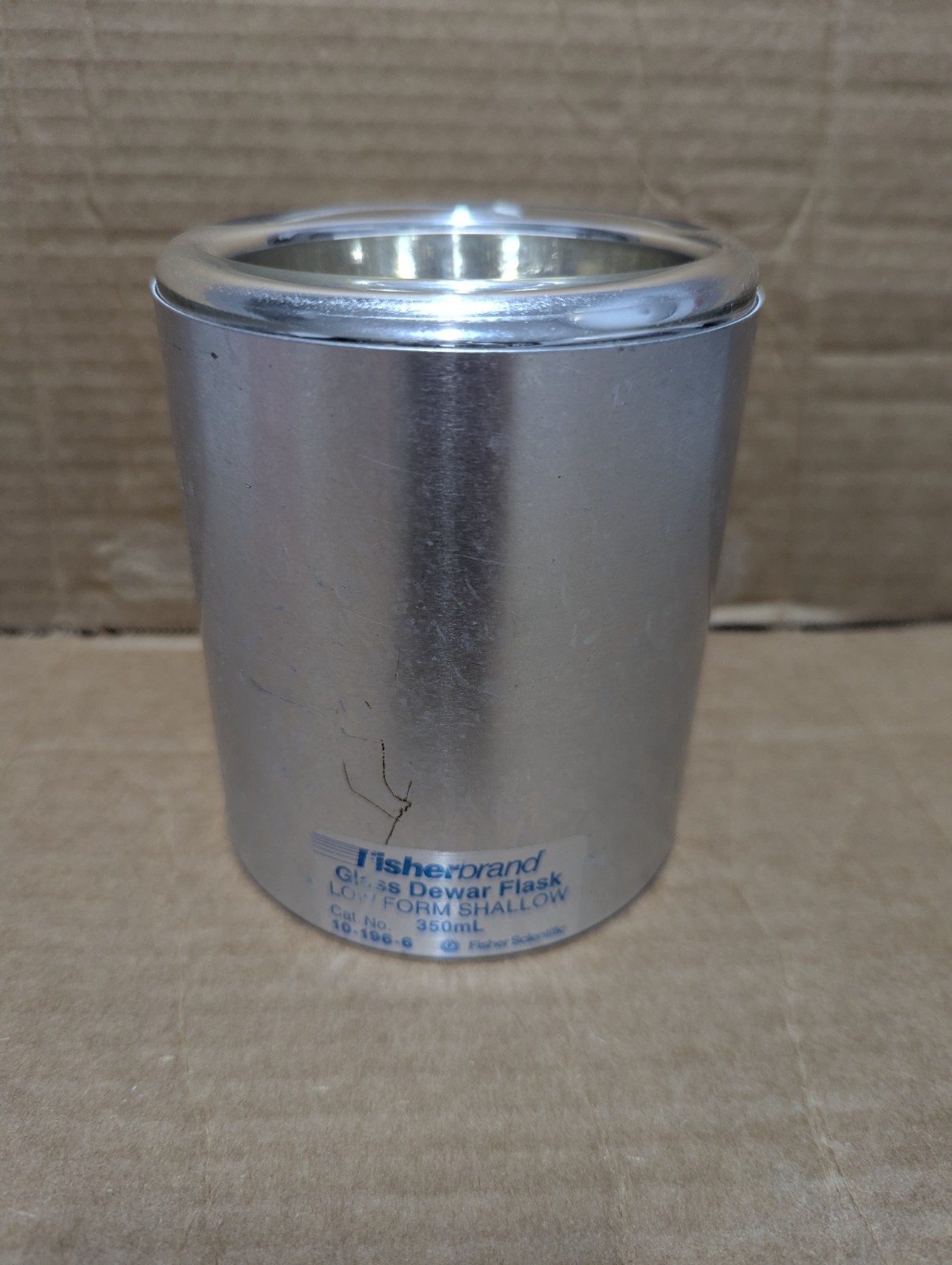 Dewar Flask Metal Cased 350mL, ID80x95mm depth, Fisherbrand 10-196-6. Pre-owned