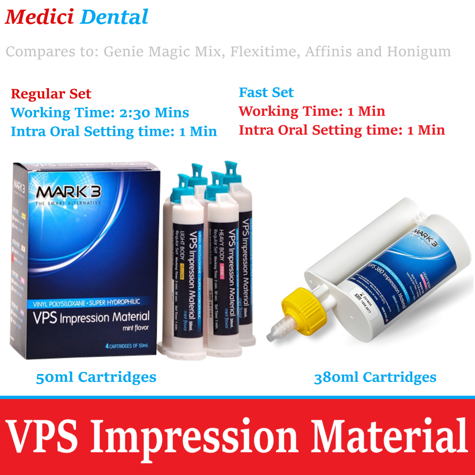 MARK3 Dental VPS Impression Material HEAVY BODY FAST SET Alginate made in USA
