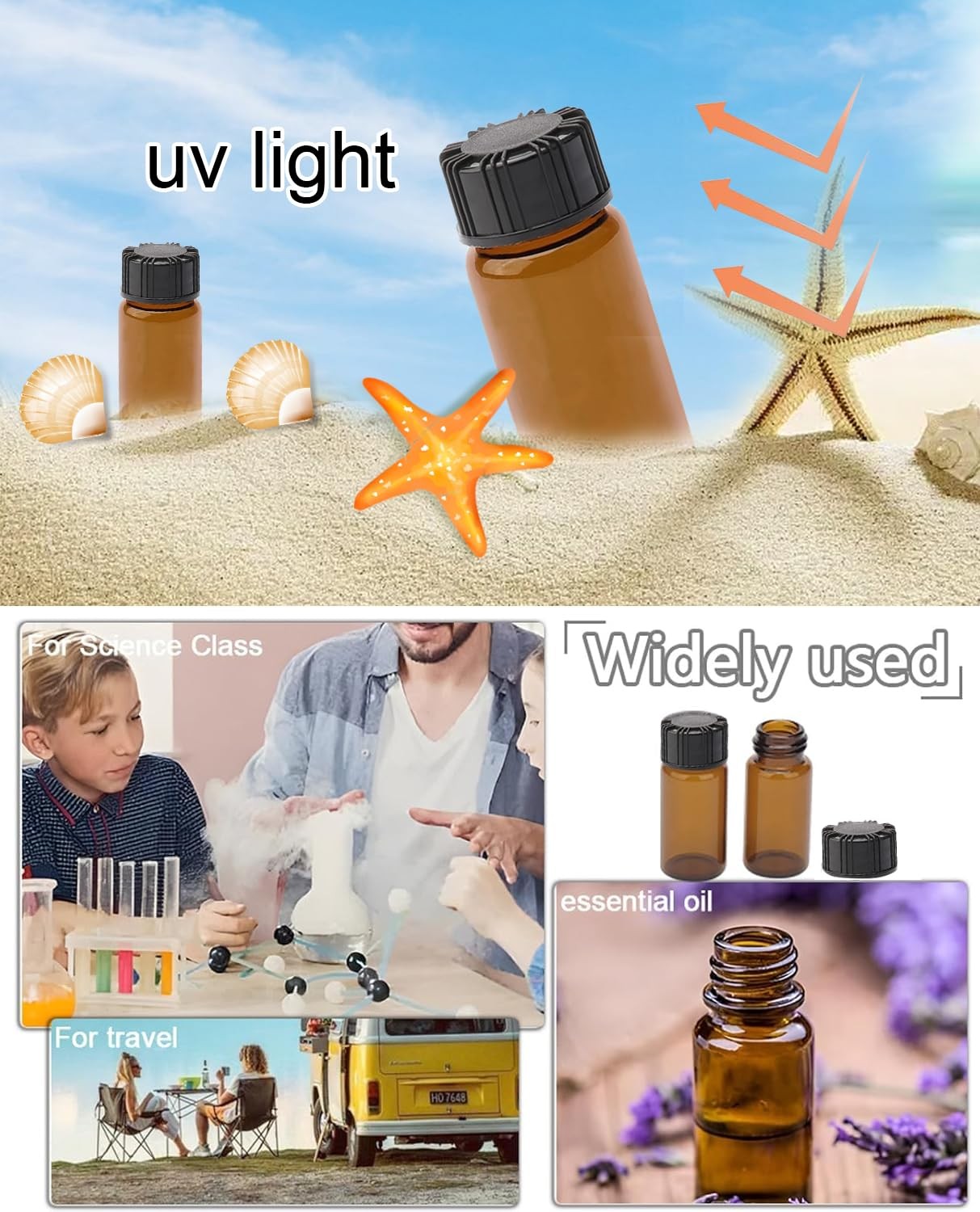 JIUWU 10ml Liquid Sampling Sample 10ml Glass Bottles Vials 0.3 Oz Screw Cap