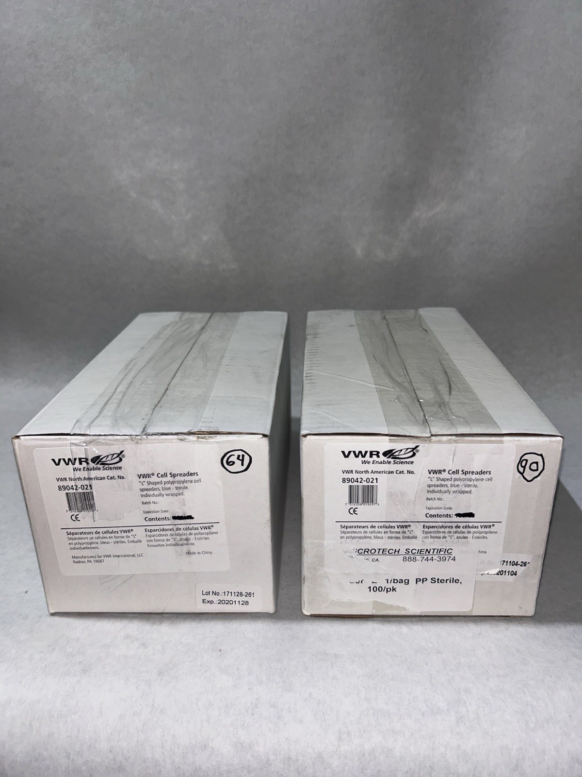 VWR 89042-021 L Shaped Polypropylene Cell Spreaders Blue Sterile (Lot Of 154)